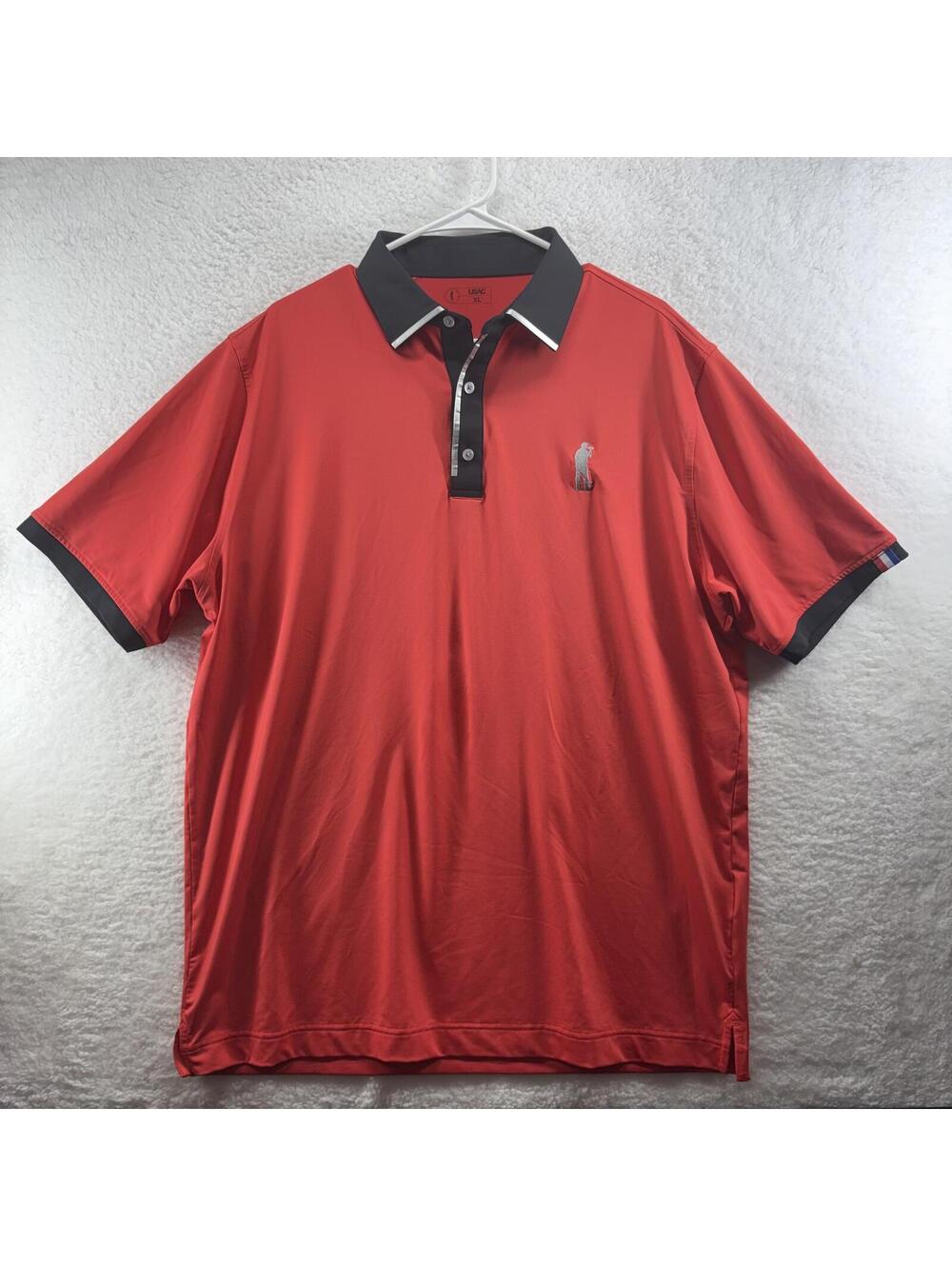 U Suck At Golf Mens Performance Polo XL Red Large Logo
